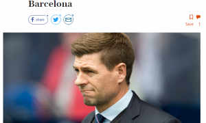 杰拉德:4-0时我提前退场 过于紧张怕巴萨回魂